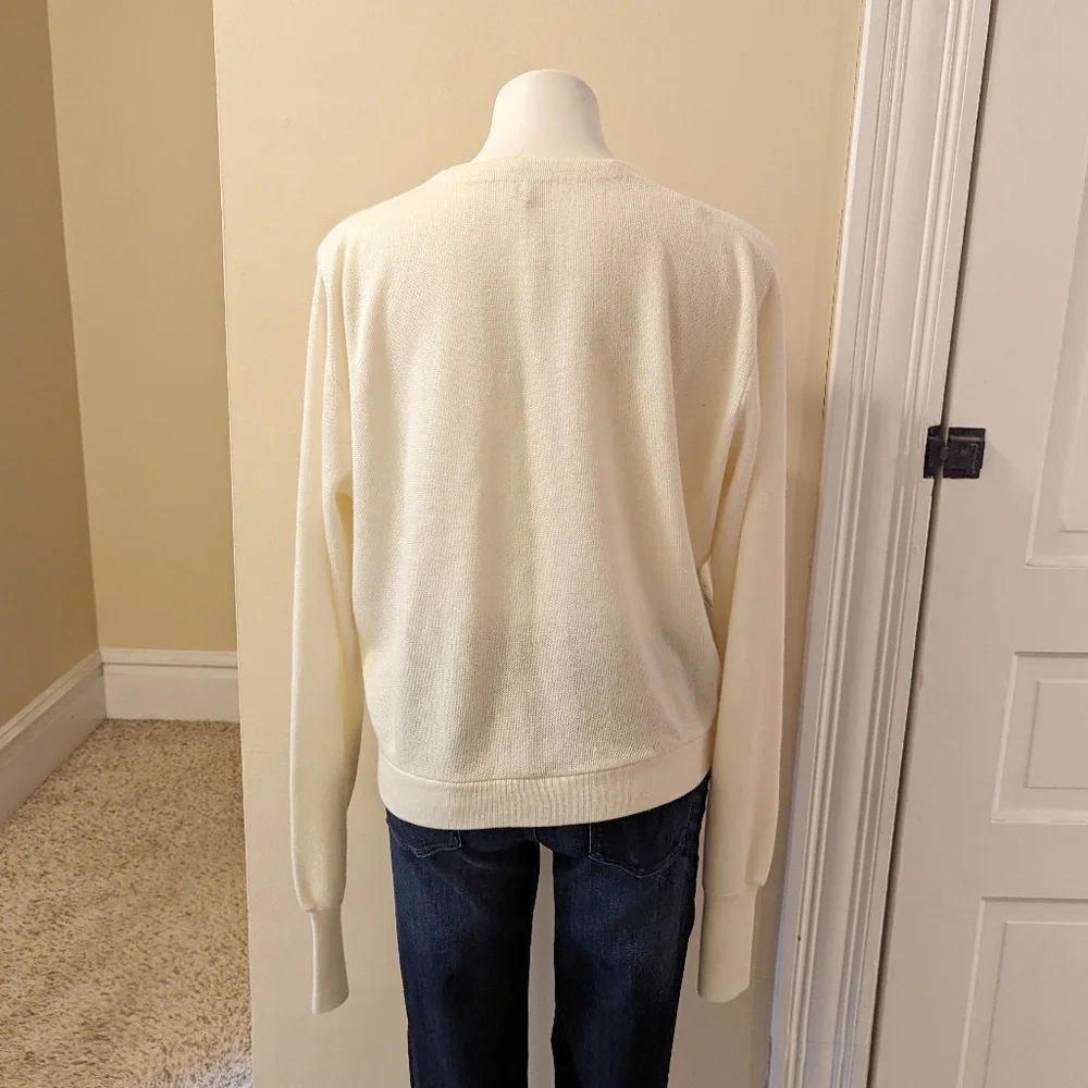 Vintage Greenbriar cream with pastel water color print cardigan size medium - Picture 3 of 7